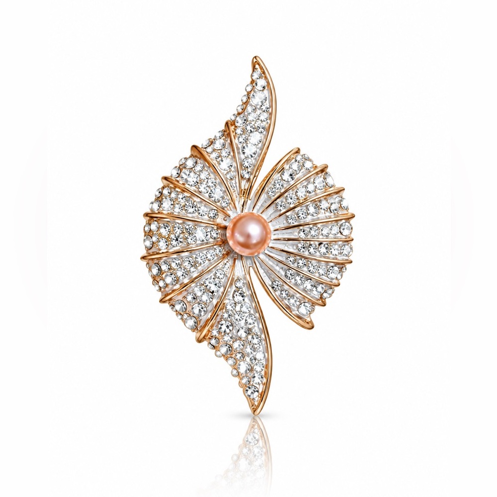 Gold-Tone Pearl & Crystal Floral Pendant-Brooch - Women Jewelry